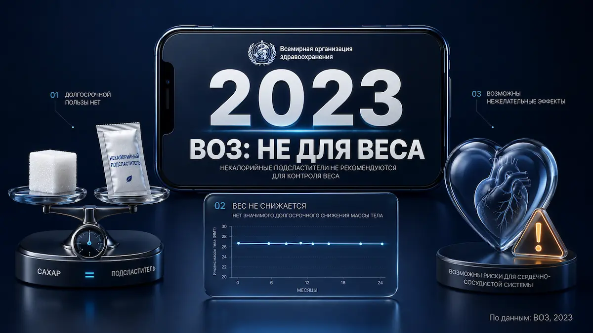 сахарозаменители для похудения: позиция ВОЗ 2023 года, инфографика