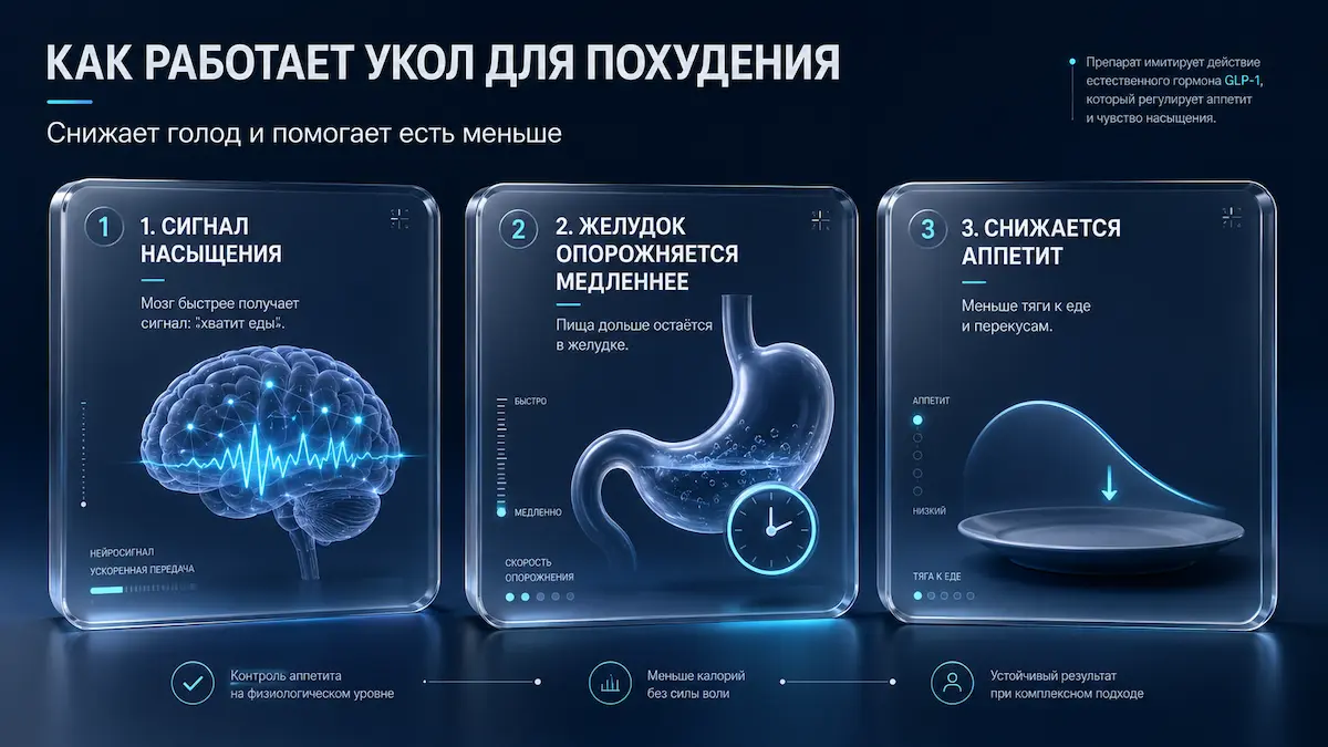 Как работает агонист ГПП-1: насыщение, замедление желудка, контроль аппетита
