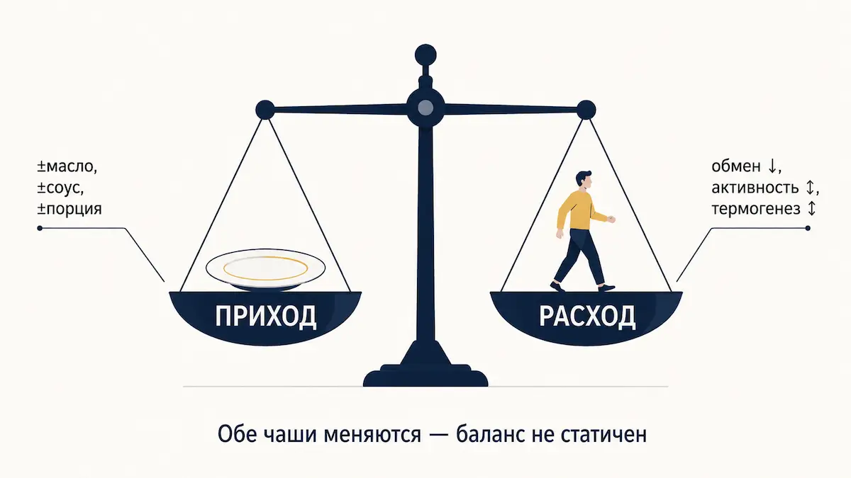 Приход и расход энергии — плавающие величины Как тело меняет расход калорий: приход и расход не статичны
