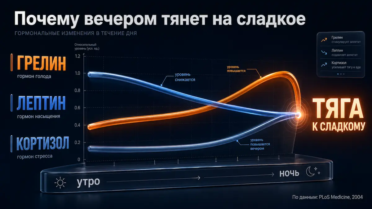 ночное переедание: как грелин, лептин и кортизол вечером усиливают тягу к еде