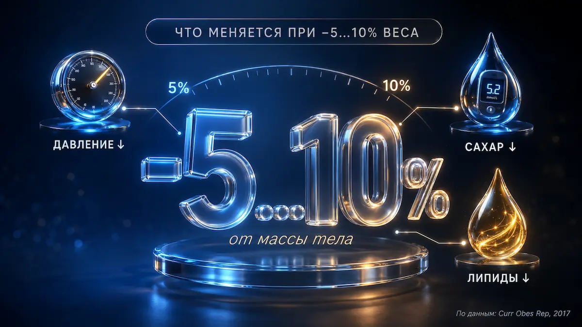 Что меняется в организме при потере 5–10% веса Снижение веса на 5–10% улучшает давление, сахар и липиды — санаторий для похудения