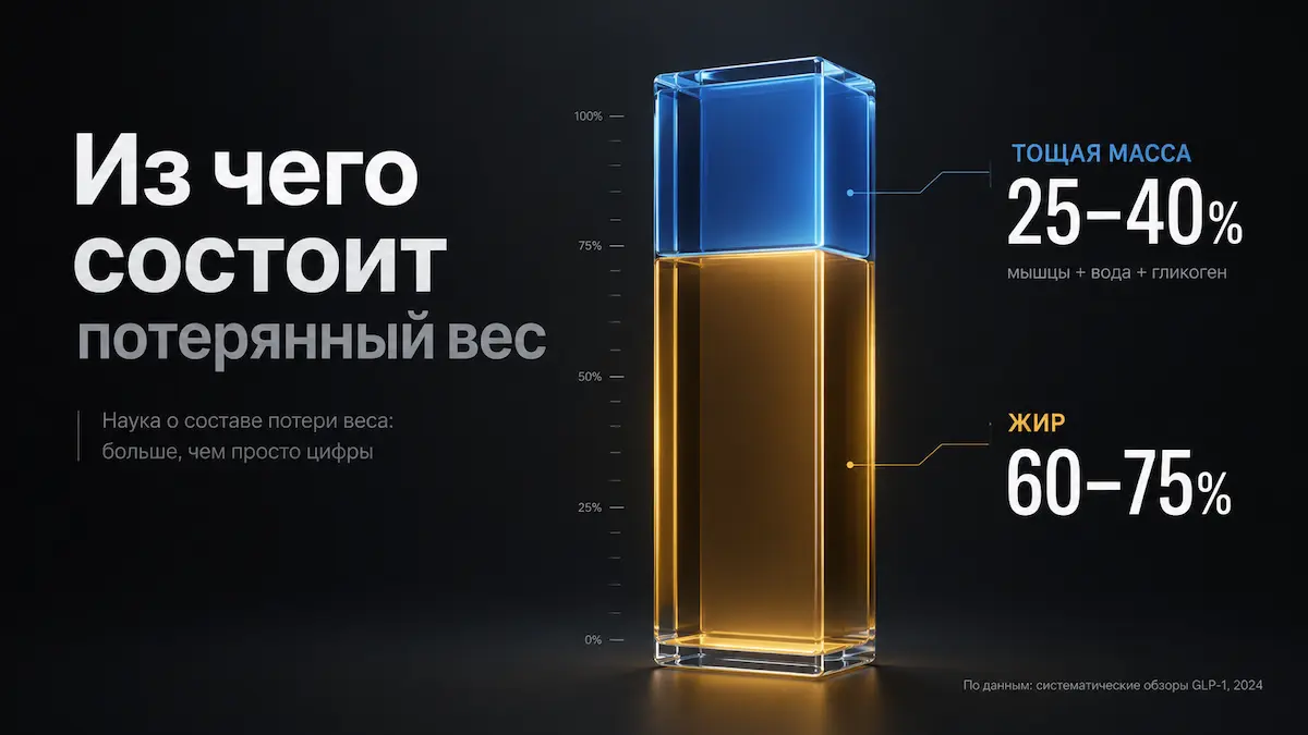 состав потери веса на ГПП-1: сколько жира и сколько мышц уходит при похудении на семаглутиде