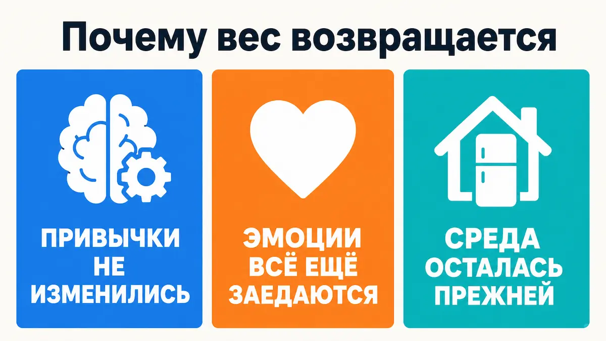 Почему вес возвращается три причины почему вес возвращается после отмены уколов для похудения