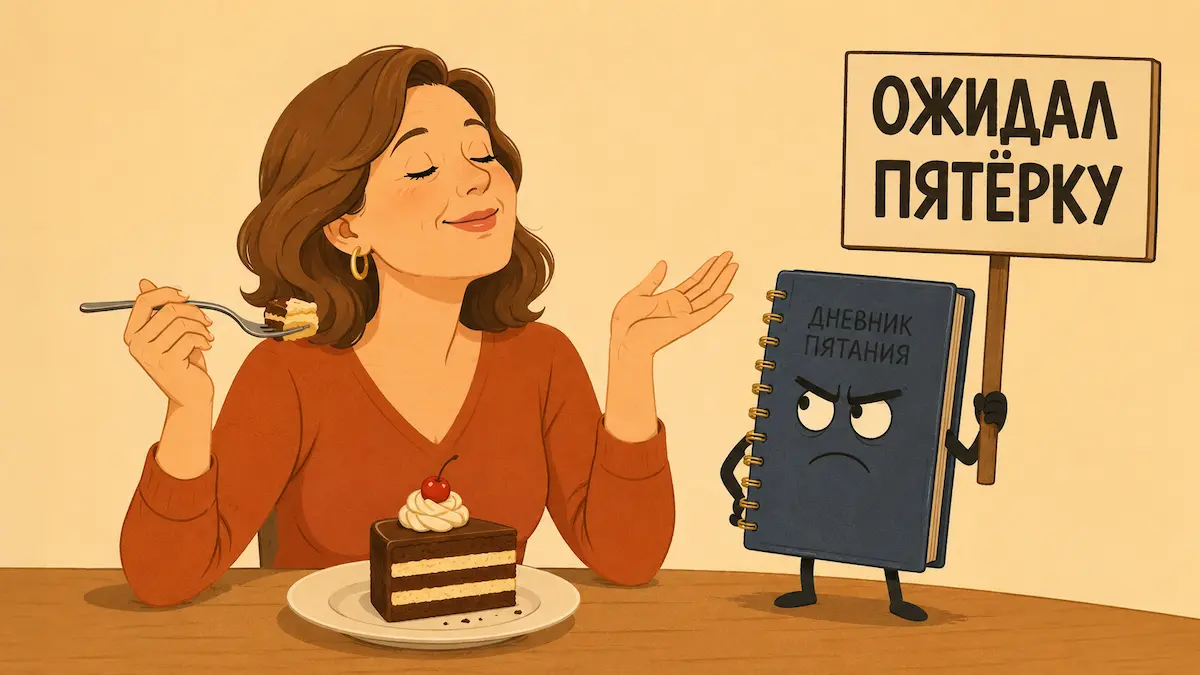 Перфекционизм и еда: дневник питания спорит с человеком, юмор про синдром отличницы