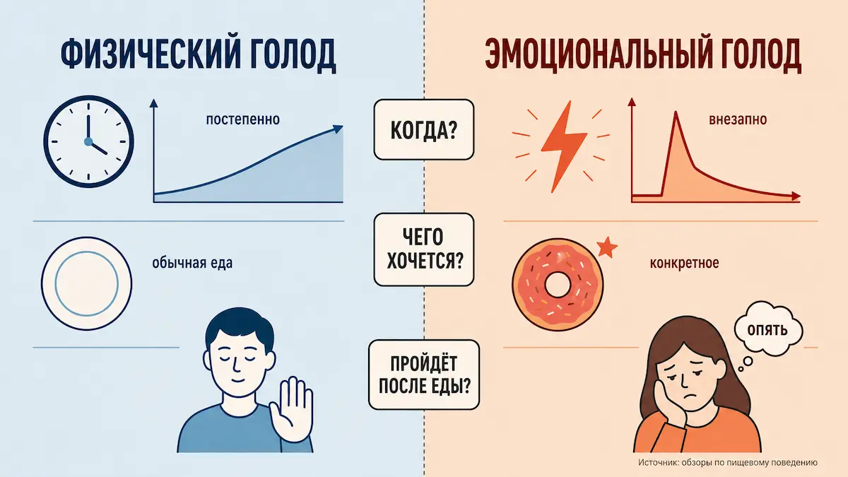Эмоциональный голод против физического как отличить переедание от рпп: схема эмоционального и физического голода