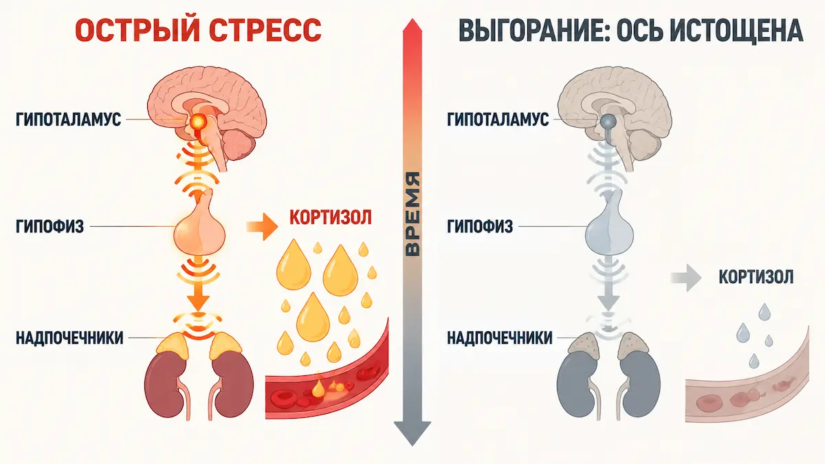 Как работает ось стресса схема ГГН-оси: как хронический стресс истощает выработку кортизола при выгорании