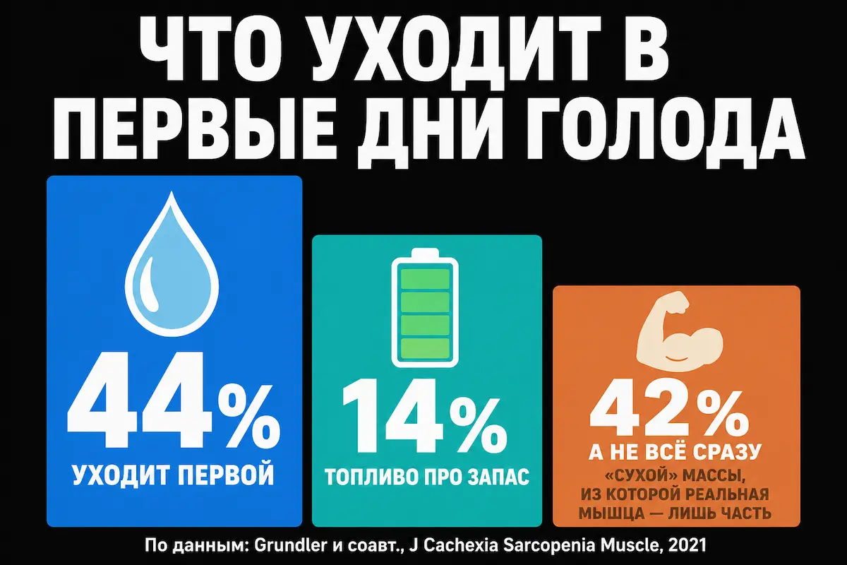 Что уходит с весов при голодании голодание и мышцы: из чего складывается потеря веса в первые дни
