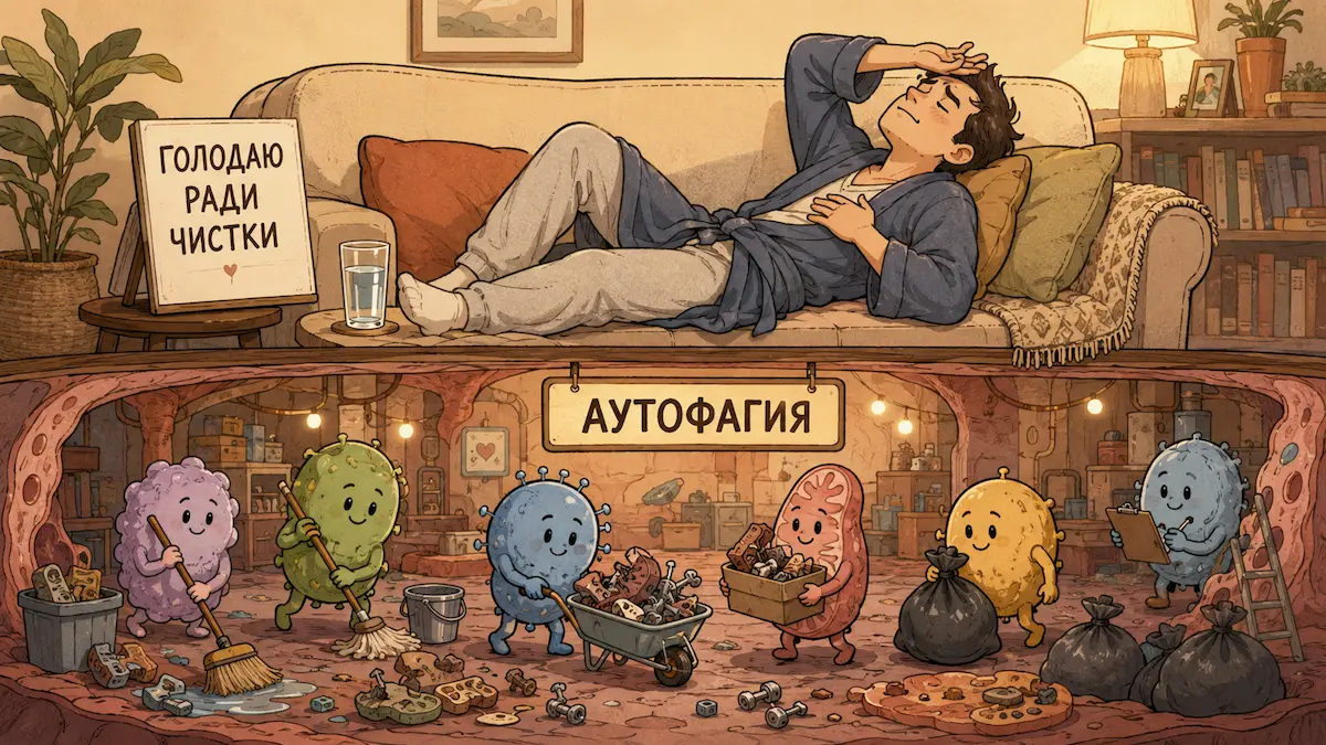Клеточная уборка аутофагия как генеральная уборка внутри клетки, юмор