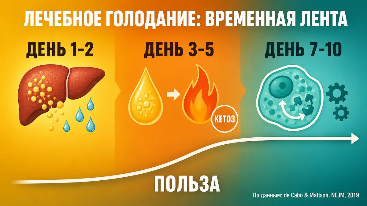Три фазы голодания по дням лечебное голодание, что происходит в теле по дням, кетоз и аутофагия