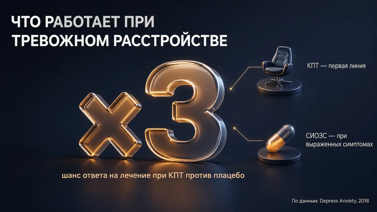 Что работает при тревожном расстройстве эффективность когнитивно-поведенческой терапии при тревожном расстройстве: шанс на ответ втрое выше плацебо