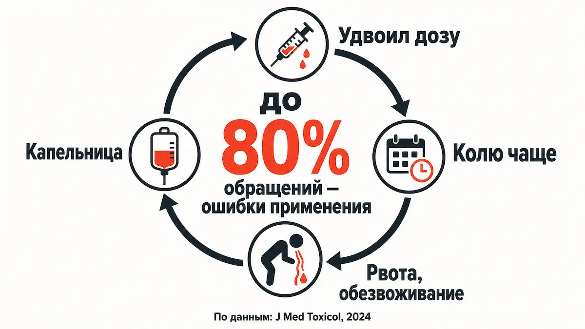 Как ошибка дозы уколов для похудения превращается в обезвоживание: схема