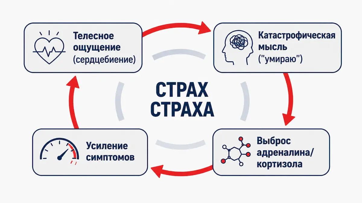 Петля панической атаки Почему повторяется паническая атака: схема петли страх-адреналин-страх