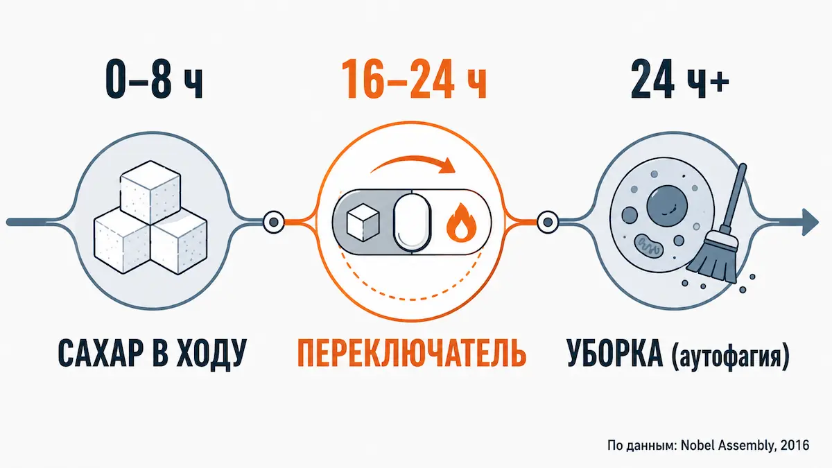 что происходит в организме при голодании по часам, метаболический переключатель, санаторий Тюрьма для жира