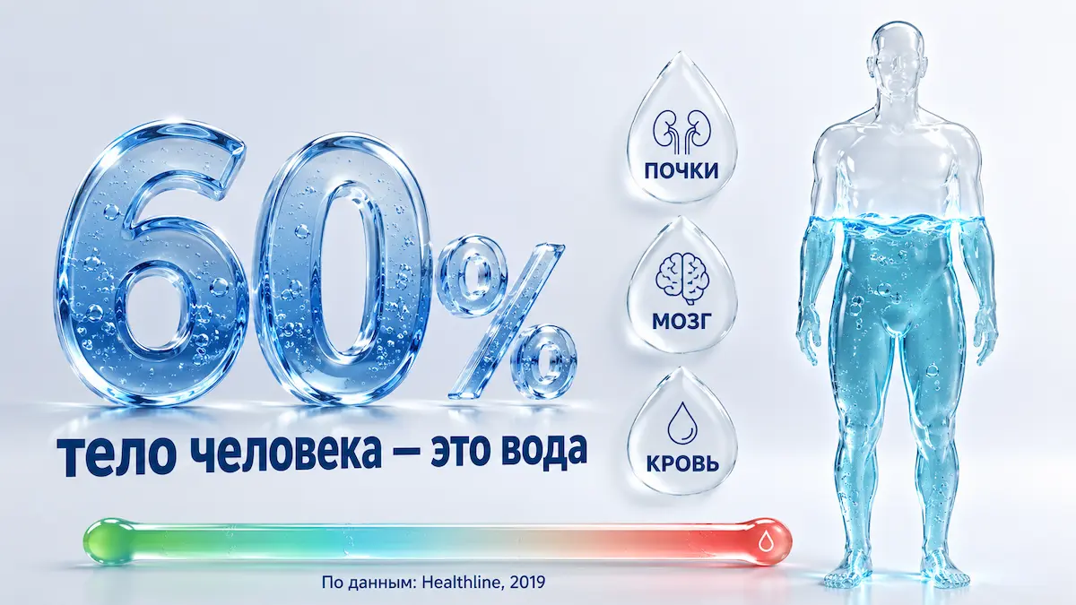 сухое голодание и обезвоживание: тело человека на 60% состоит из воды