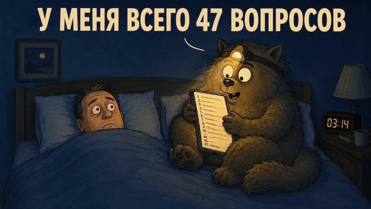 Тревога приходит без записи иллюстрация: ночная тревога как назойливый сосед со списком вопросов