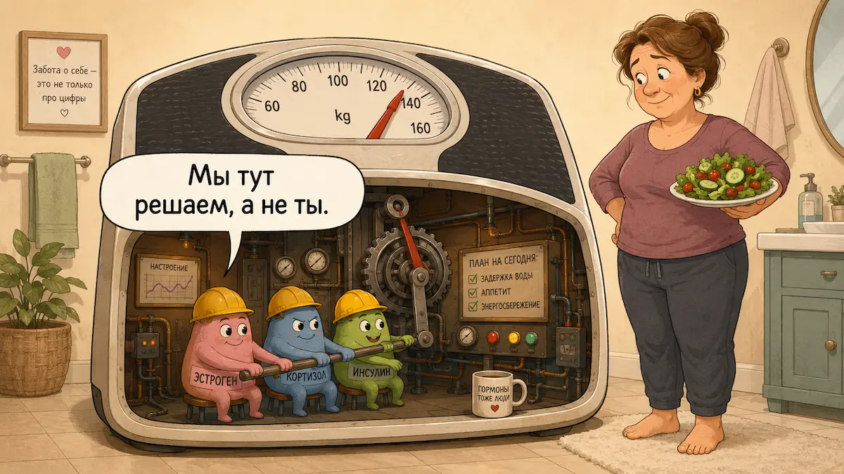 Кто на самом деле управляет весами Юмор про гормоны и вес в менопаузу у женщин после 40
