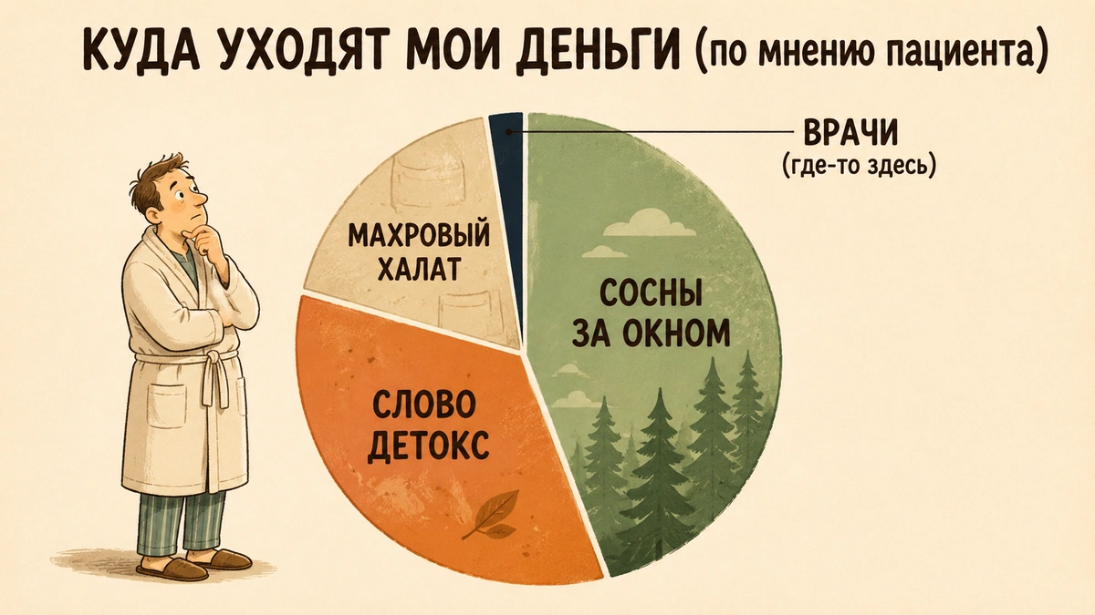 юмористическая диаграмма: как пациент представляет себе структуру цены путёвки в санаторий