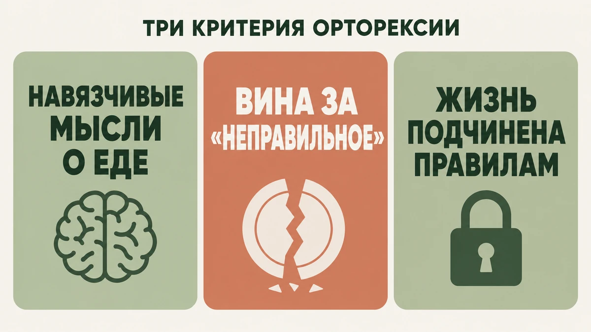 Три критерия орторексии орторексия — три диагностических критерия: навязчивость, вина, последствия