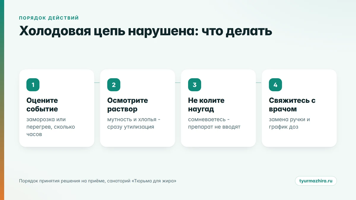 Что делать, если нарушена холодовая цепь препарата ГПП-1: порядок действий