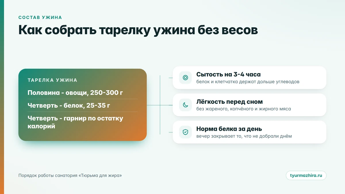 Что есть на ужин при похудении: схема тарелки - овощи, белок и гарнир, ужин для похудения без подсчёта калорий