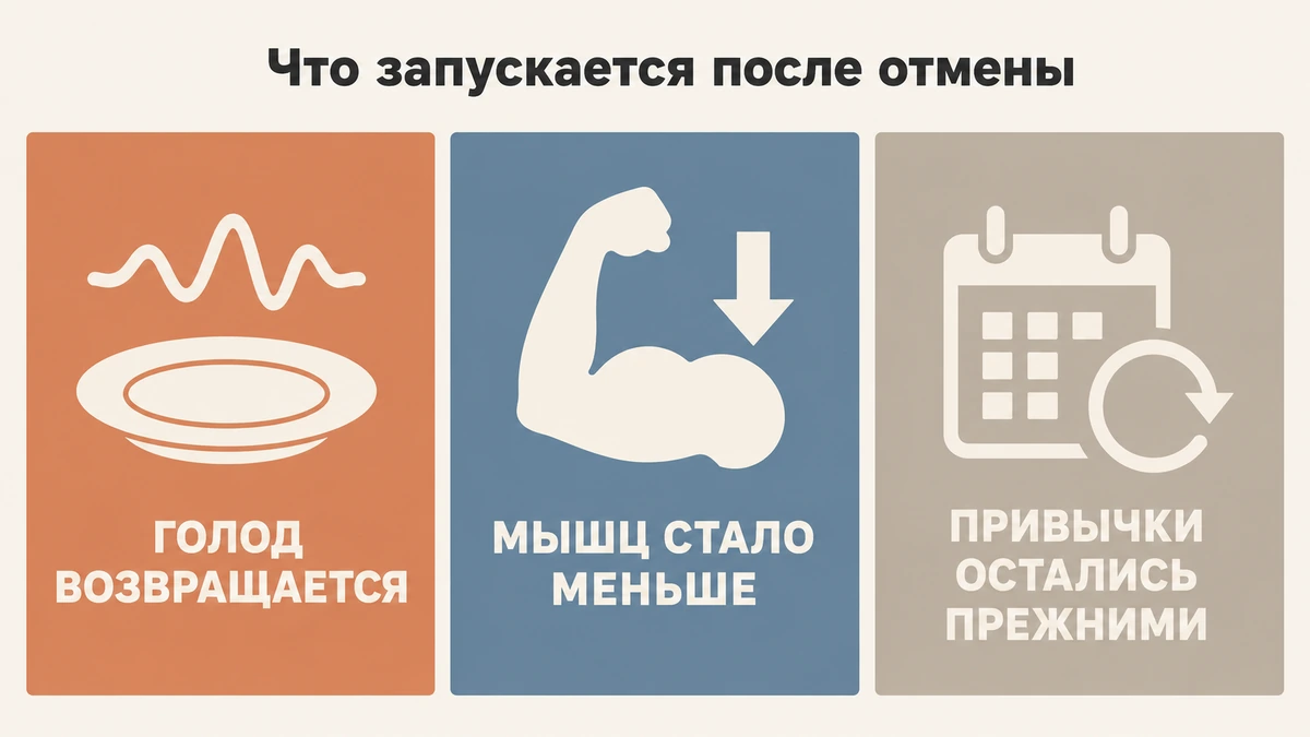 Почему вес возвращается после отмены Три причины возврата веса после отмены препаратов ГПП-1: голод, потеря мышц, старые привычки