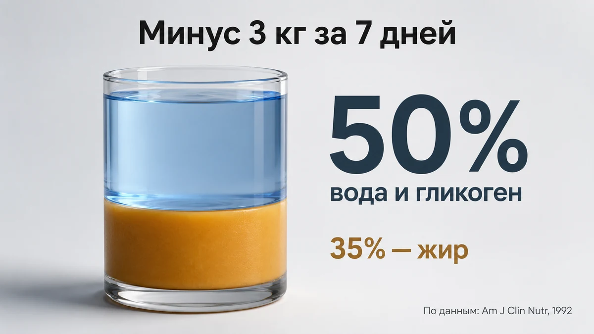 Вода, гликоген и жир: из чего состоят потерянные килограммы сколько килограммов уходит в санатории за 7, 10 и 14 дней и какая доля приходится на жир