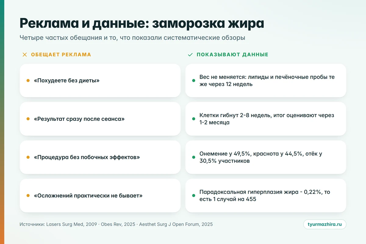Реклама против данных что обещает реклама заморозки жира и что показывают клинические данные