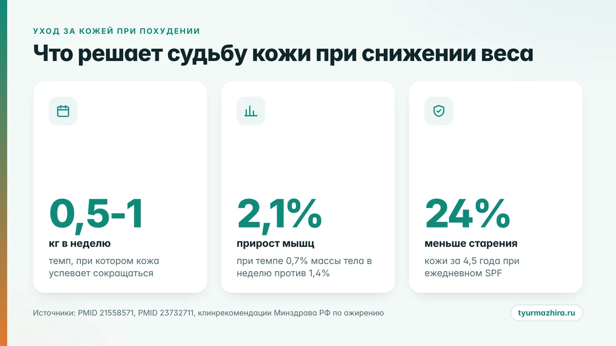 Четыре цифры, которые стоит знать до старта уход за кожей при похудении в цифрах: темп снижения веса, SPF и доля операций